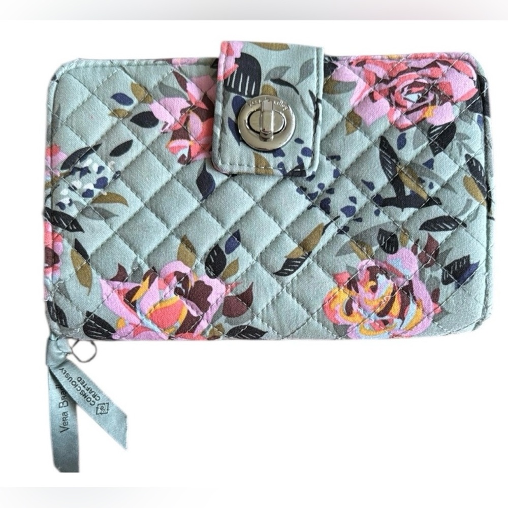 Vera Bradley RFID Turnlock Zip Around Wallet in Rosy Outlook